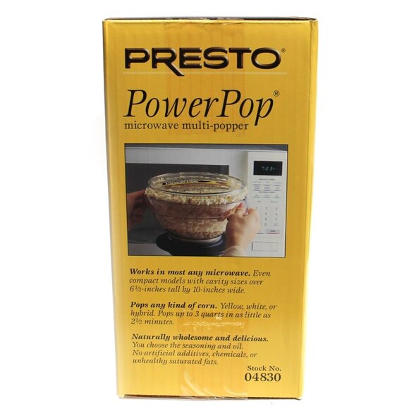 Presto Power Pop Microwave Popcorn Popper Orville Redenbacher's 04830 New Sealed - Picture 3 of 4